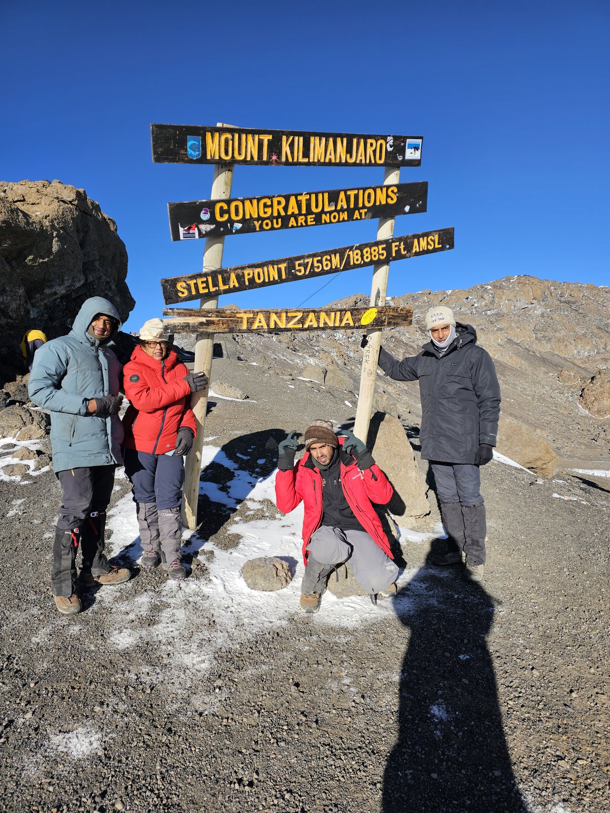 Group at the Uhuru Peak summit sign